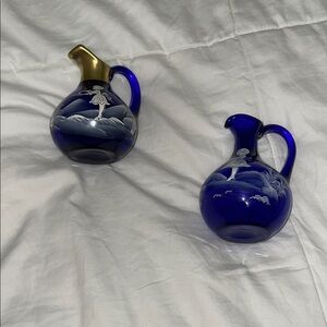 Elegant Blue and Gold Decorative Vases